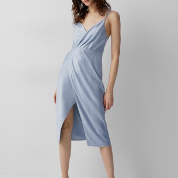 twik Dresses & Skirts - twik Pale Blue Wrap-Front Midi Dress